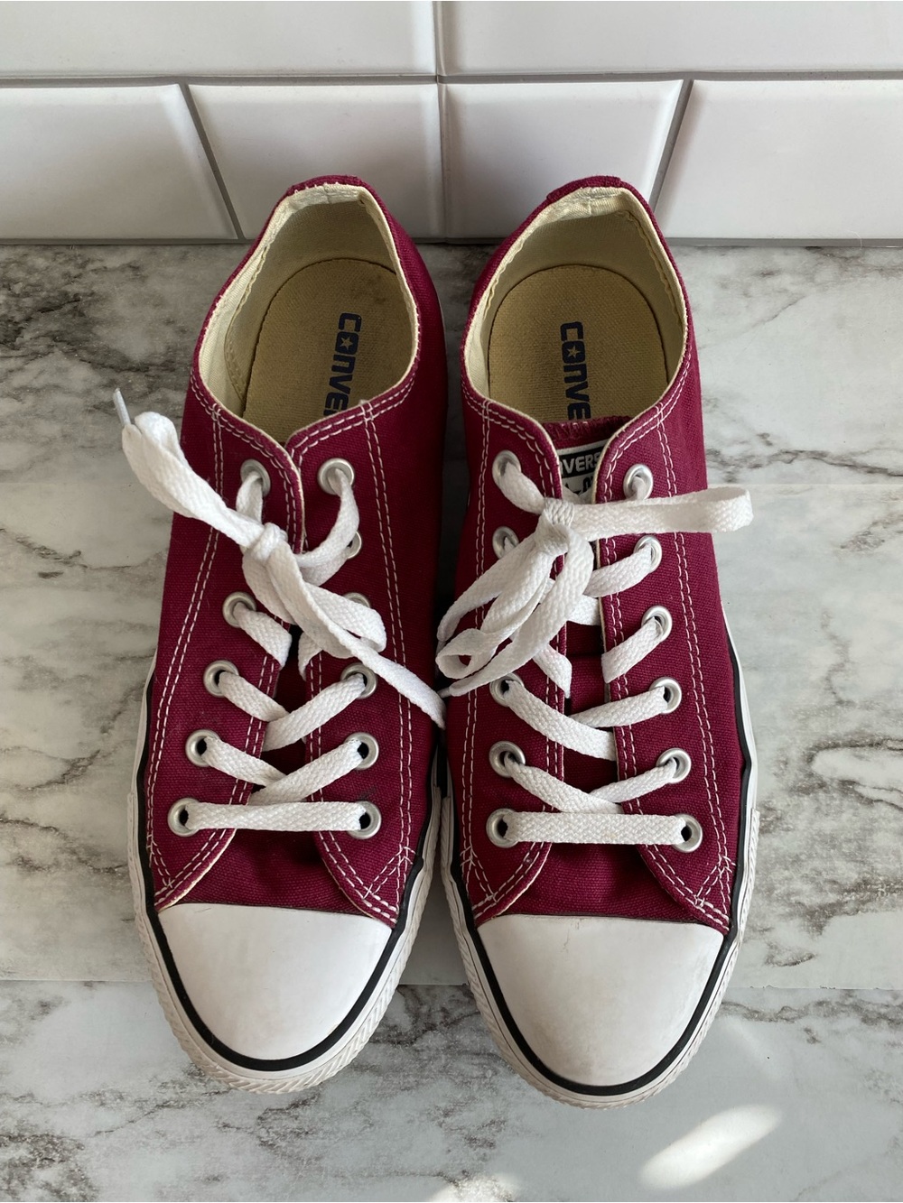 Converse Burgundy and White Low Top Sneakers - Picture 3 of 7